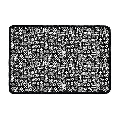 White And Black Adinkra Symbols Print Kitchen Mat
