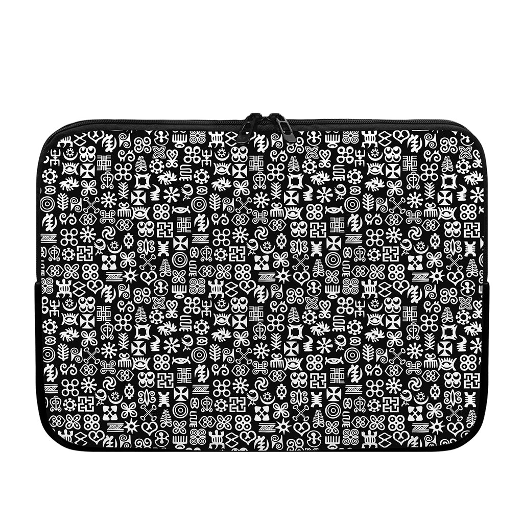 White And Black Adinkra Symbols Print Laptop Sleeve