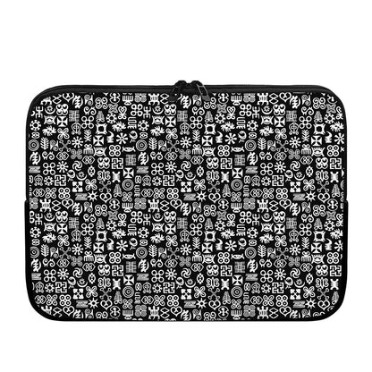 White And Black Adinkra Symbols Print Laptop Sleeve