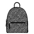 White And Black Adinkra Symbols Print Leather Backpack