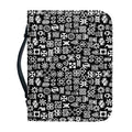 White And Black Adinkra Symbols Print Leather Bible Cover