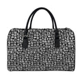 White And Black Adinkra Symbols Print Leather Duffel Bag