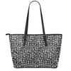 White And Black Adinkra Symbols Print Leather Tote Bag