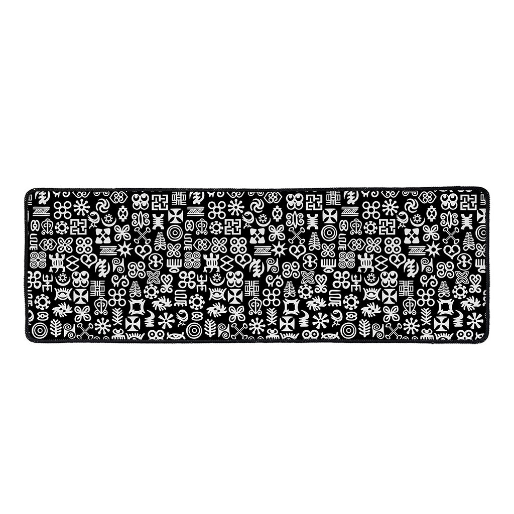 White And Black Adinkra Symbols Print Long Kitchen Mat