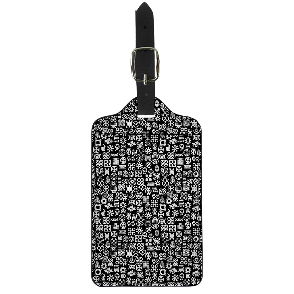 White And Black Adinkra Symbols Print Luggage Tag