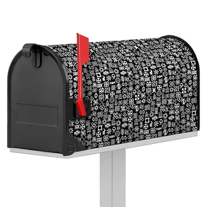 White And Black Adinkra Symbols Print Mailbox Cover
