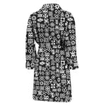 White And Black Adinkra Symbols Print Men's Bathrobe