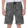 White And Black Adinkra Symbols Print Men's Beach Shorts