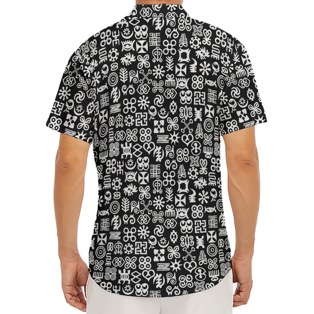 White And Black Adinkra Symbols Print Men's Deep V-Neck Shirt