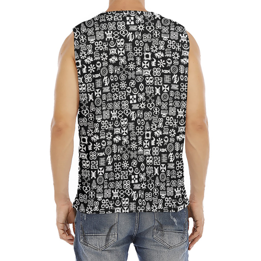 White And Black Adinkra Symbols Print Men's Fitness Tank Top