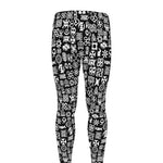 White And Black Adinkra Symbols Print Men's leggings