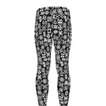 White And Black Adinkra Symbols Print Men's leggings