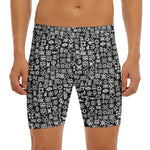 White And Black Adinkra Symbols Print Men's Long Boxer Briefs