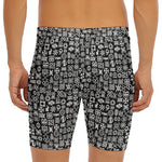 White And Black Adinkra Symbols Print Men's Long Boxer Briefs