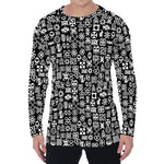 White And Black Adinkra Symbols Print Men's Long Sleeve T-Shirt