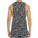 White And Black Adinkra Symbols Print Men's Muscle Tank Top