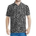 White And Black Adinkra Symbols Print Men's Polo Shirt