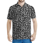 White And Black Adinkra Symbols Print Men's Polo Shirt