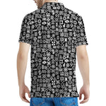 White And Black Adinkra Symbols Print Men's Polo Shirt