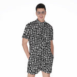 White And Black Adinkra Symbols Print Men's Rompers