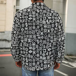 White And Black Adinkra Symbols Print Men's Shirt Jacket