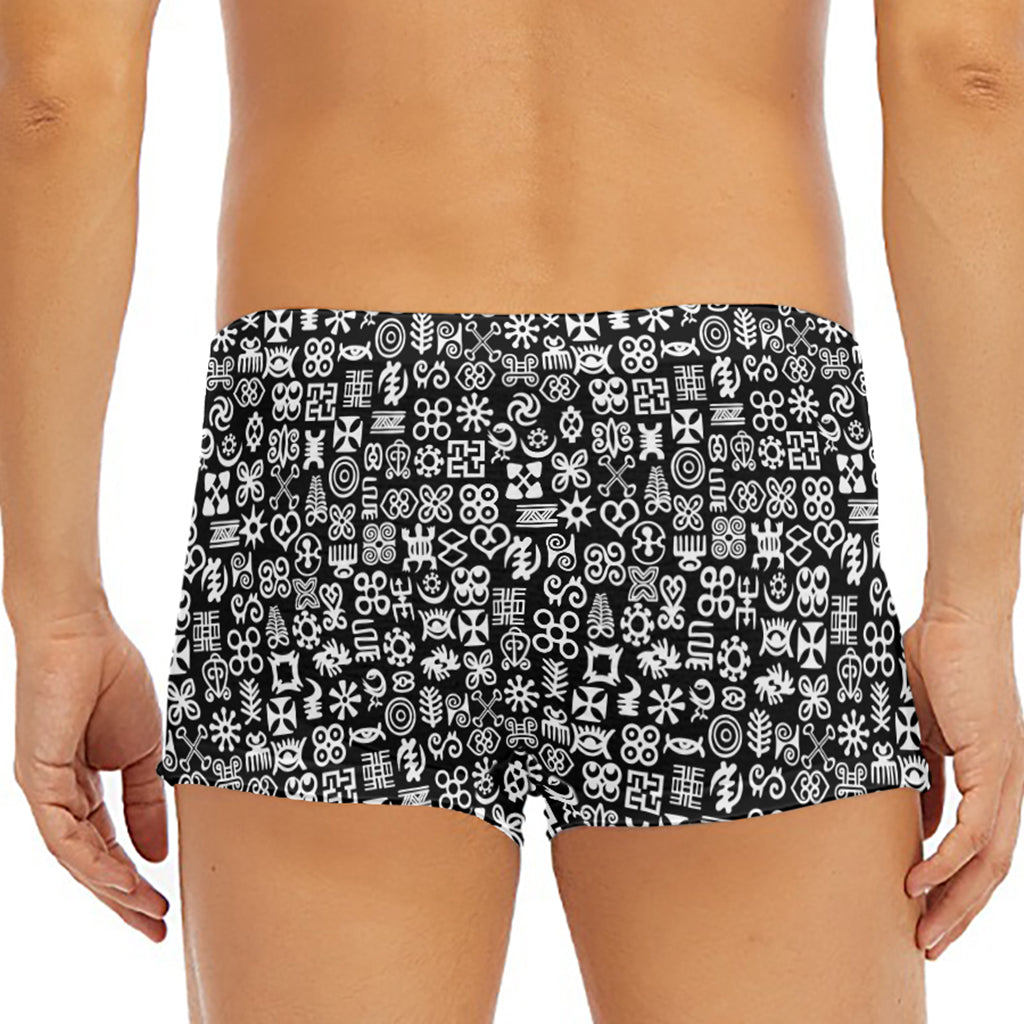 White And Black Adinkra Symbols Print Men's Short Boxer Briefs