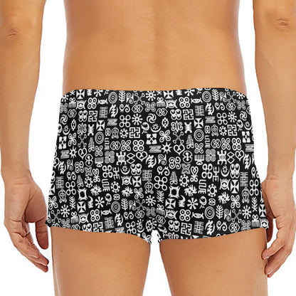 White And Black Adinkra Symbols Print Men's Short Boxer Briefs