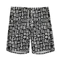 White And Black Adinkra Symbols Print Men's Athletic Shorts