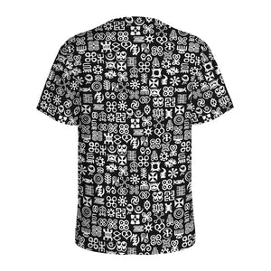 White And Black Adinkra Symbols Print Men's Sports T-Shirt