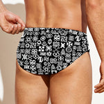 White And Black Adinkra Symbols Print Men's Swim Briefs