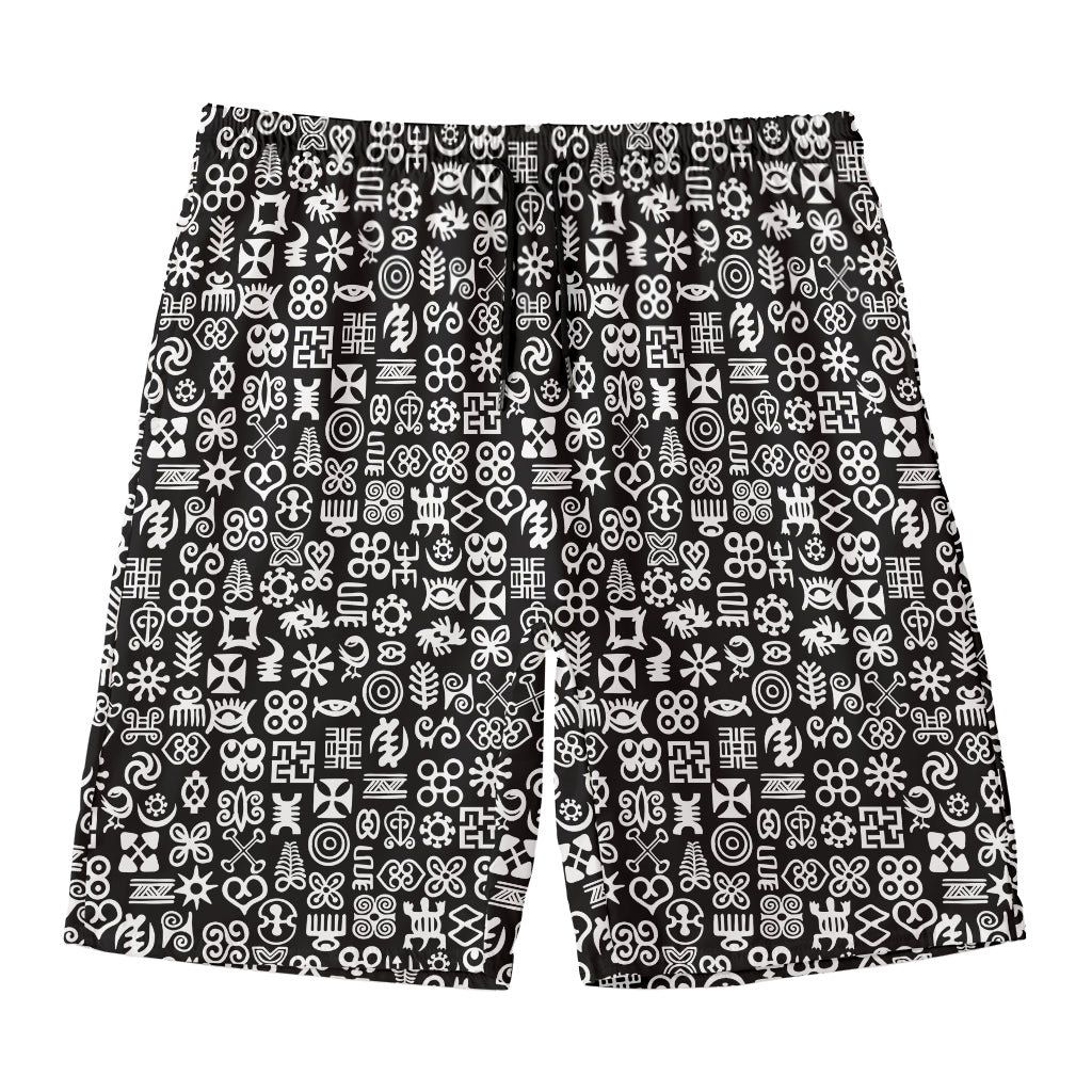 White And Black Adinkra Symbols Print Men's Swim Trunks