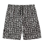 White And Black Adinkra Symbols Print Men's Swim Trunks