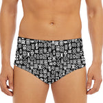 White And Black Adinkra Symbols Print Men's Triangle Swim Briefs
