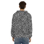 White And Black Adinkra Symbols Print Men's Velvet Pullover Hoodie