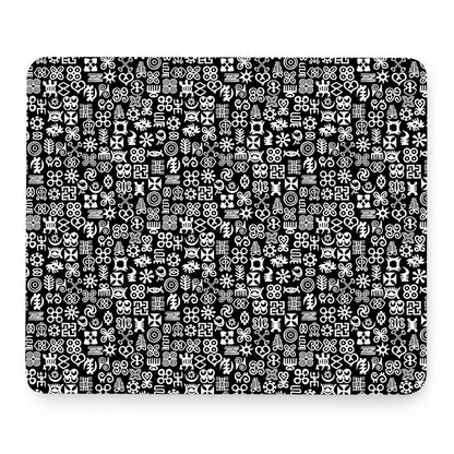White And Black Adinkra Symbols Print Mouse Pad