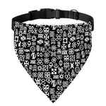 White And Black Adinkra Symbols Print Over The Collar Dog Bandana