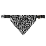 White And Black Adinkra Symbols Print Over The Collar Dog Bandana