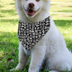 White And Black Adinkra Symbols Print Over The Collar Dog Bandana