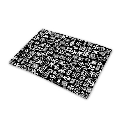 White And Black Adinkra Symbols Print Pet Cooling Mat Cover