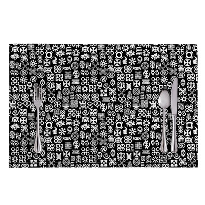 White And Black Adinkra Symbols Print Placemat