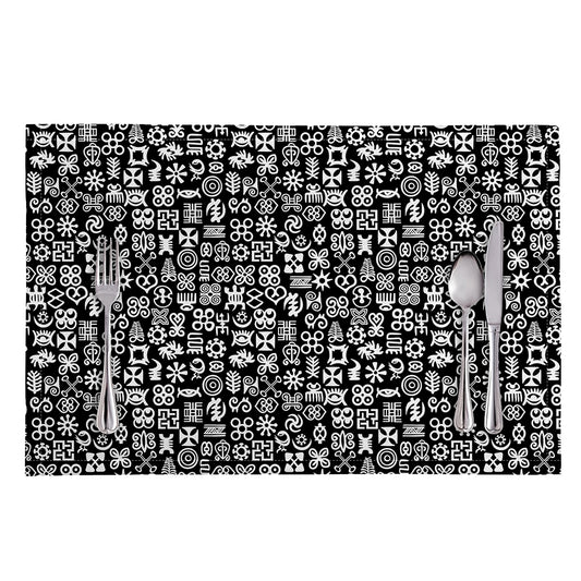 White And Black Adinkra Symbols Print Placemat