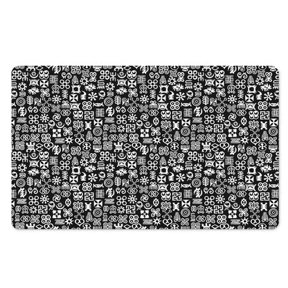 White And Black Adinkra Symbols Print Polyester Doormat