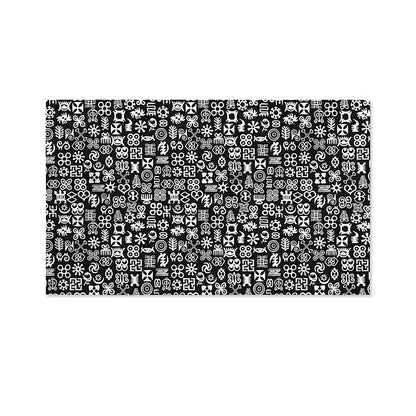 White And Black Adinkra Symbols Print Polyester Flag