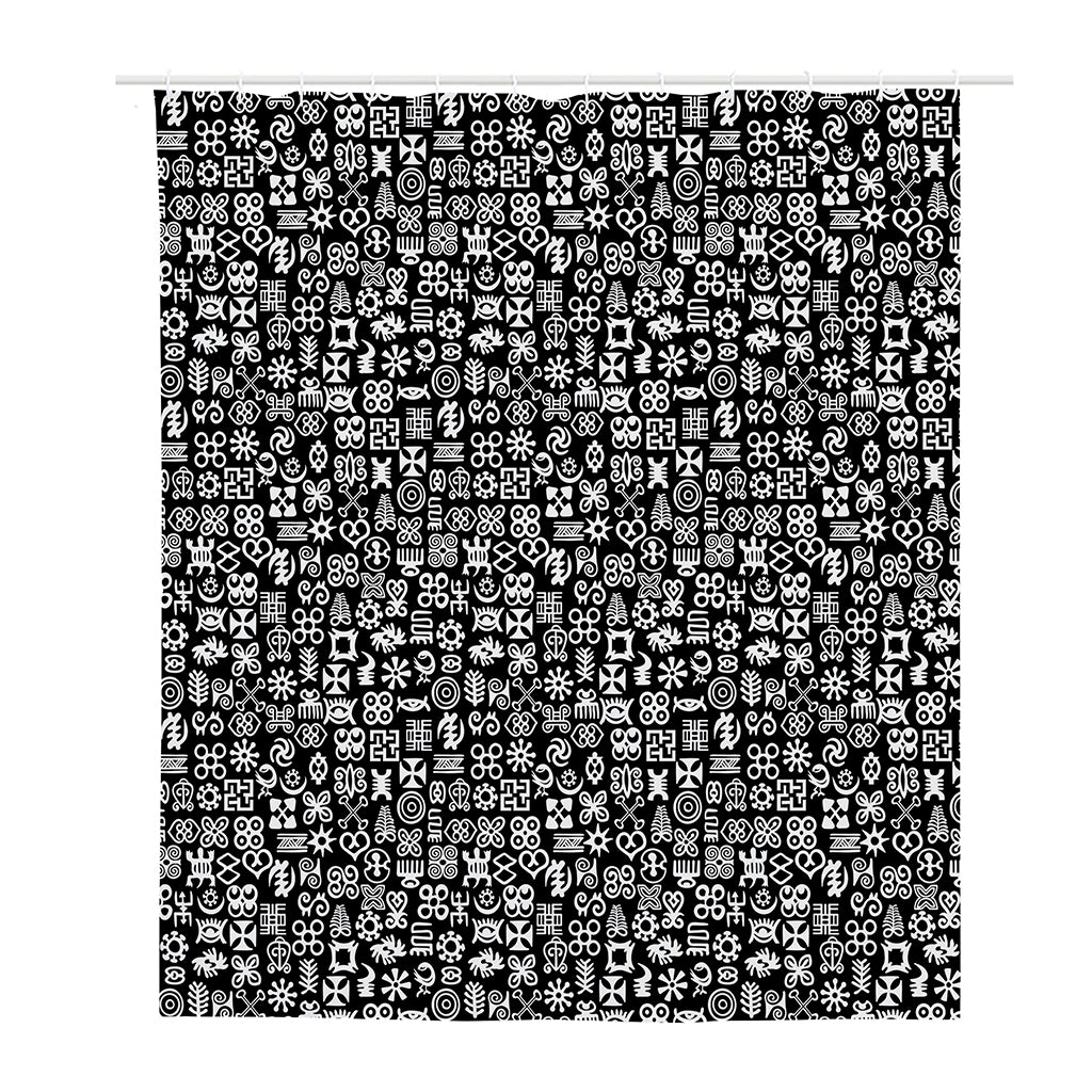 White And Black Adinkra Symbols Print Polyester Shower Curtain
