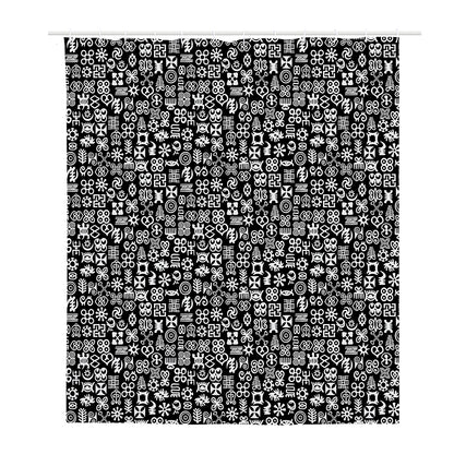 White And Black Adinkra Symbols Print Polyester Shower Curtain