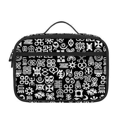 White And Black Adinkra Symbols Print Portable Lunch Bag
