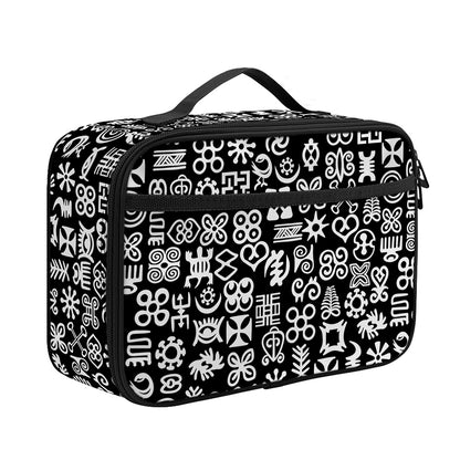 White And Black Adinkra Symbols Print Portable Lunch Bag