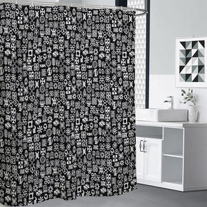 White And Black Adinkra Symbols Print Premium Shower Curtain