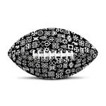 White And Black Adinkra Symbols Print Rugby Ball