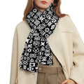 White And Black Adinkra Symbols Print Scarf